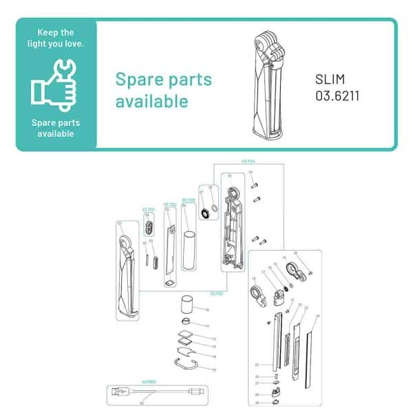 lampe d'inspection slim 500 lumens 3 en 1 rechargeable
