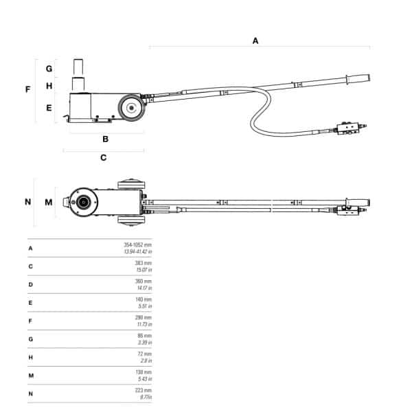 cric oléopneumatique portable 2 vérins 10/20t + 2 rallonges cattini yak214/p