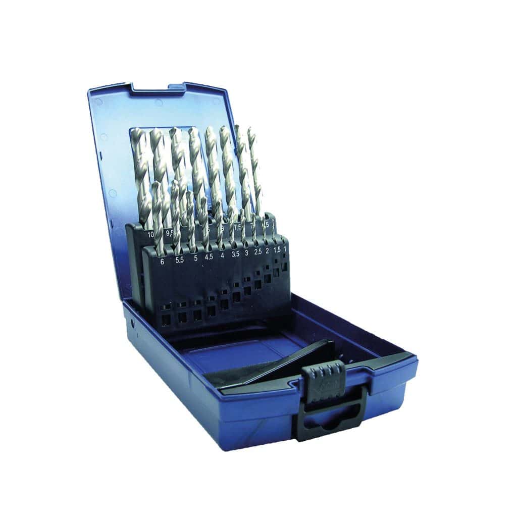 coffret de 19 forets métaux hss meulé din338 Ø 1 à 10 mm x 0,5 mm