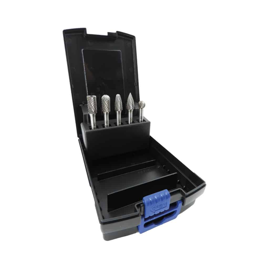 coffret de 5 fraises lime rotative carbure coupe croisée 6 mm