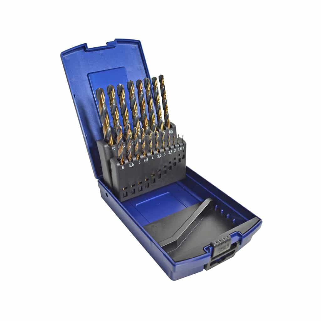 coffret de 19 forets métaux hss meulé gbx din338 Ø 1 à 10 mm x 0,5 mm