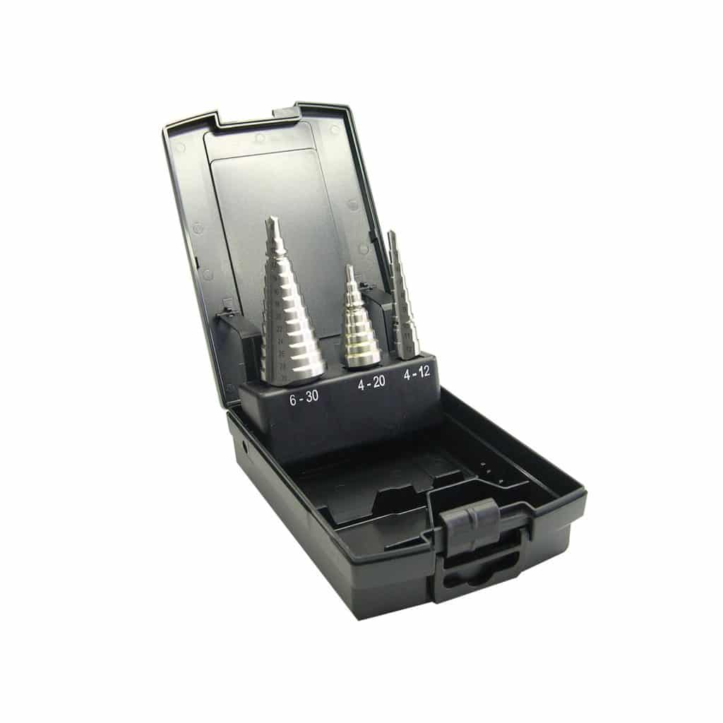 coffret de 3 forets étagés tôle hss goujure droite