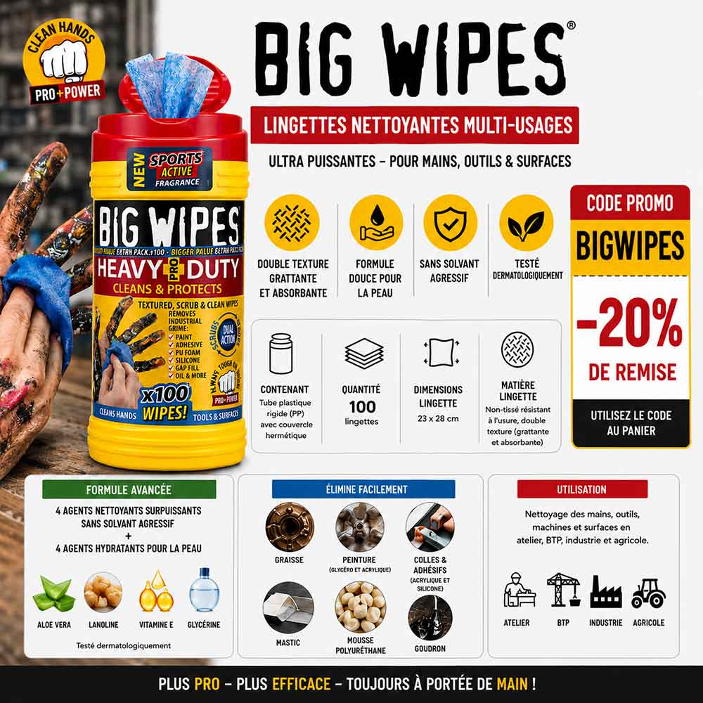 big wipes 2420 100 lingettes nettoyantes multi usages pro 1 unité